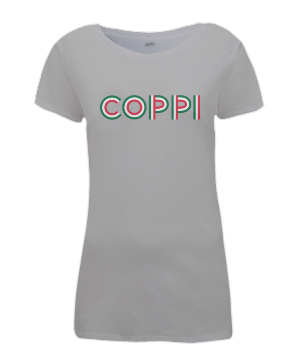 coppi rider name womens t-shirt grey